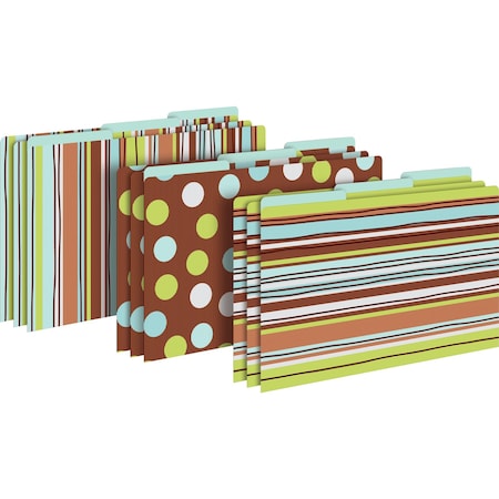 Barker Creek Ribbon by the Yard Designer Legal-Size File Folders, Multi-Design Set, 9/Package 2509
